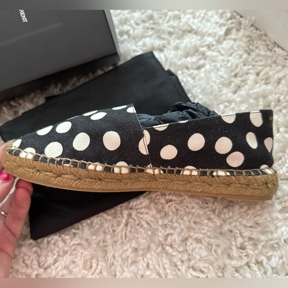 NEW IN BOX Authentic Yves Saint Laurent Embroidered Polka Dot Espadrilles - Picture 8 of 11